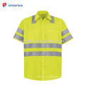Hohes 360 Grad-Sichtbar-Gelb-Arbeits-Polo-Hemd-langes Sicherheits-Hemd mit reflektierenden Band-Klasse 3